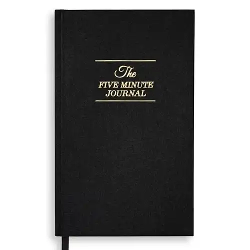 Intelligent Change The Five Minute Journal, Original Daily Gratitude Journal 2024, Reflection & Manifestation Journal for Mindfulness, Undated Daily Journal with Gold Foiling, Plastic-Free, Black