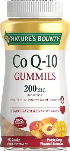 Nature's Bounty CoQ10 Gummies, Supports Heart Health, CoQ10 200mg, Peach Mango Flavor, 60 Count