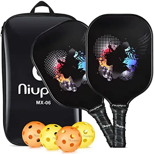 Pickleball Paddles, USAPA Pro Graphite Pickleball Paddle Set of 2 Pickleball Racquet 4 Pickleball Balls 1 Bag, Polypropylene Honeycomb Core, Graphite Face Cushion 4.72 in Grip Lightweight Pickleball