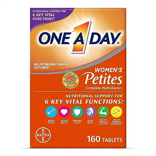 One A Day Women’s Petites Multivitamin,Supplement with Vitamin A, C, D, E and Zinc for Immune Health Support, B Vitamins, Biotin, Folate (as folic acid) & more,Tablet, 160 count